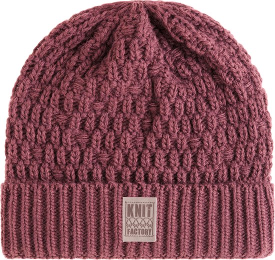 Knit Factory Jaida Gebreide Muts Heren & Dames - Beanie hat - Stone Red - Warme rode Wintermuts - Unisex - One Size