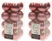 32x Oud roze kunststof kerstballen 4 cm - Mat/glans - Onbreekbare plastic kerstballen - Kerstboomversiering oud roze