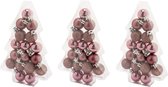 51x stuks kleine kunststof kerstballen roze 3 cm mat/glans/glitter - Onbreekbare plastic kerstballen - Kerstversiering
