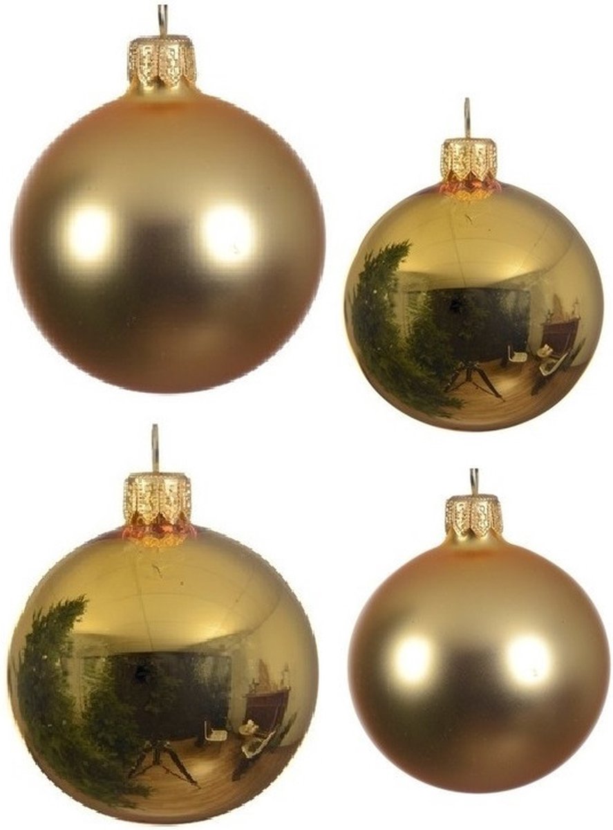 Compleet glazen kerstballen pakket goud glans/mat 38x stuks - 18x 4 cm en 20x 6 cm
