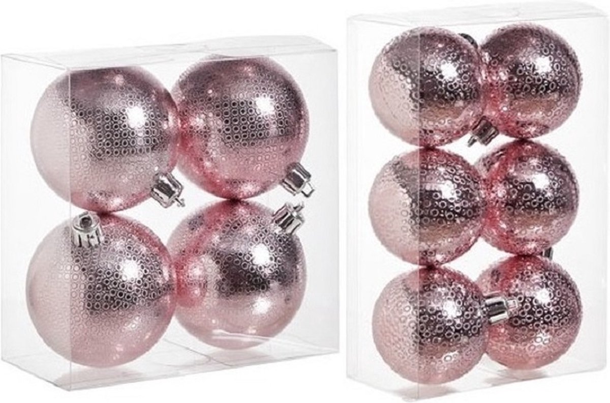 Kerstversiering set circel-motief kerstballen in het roze 6 en 8 cm pakket - 20x stuks