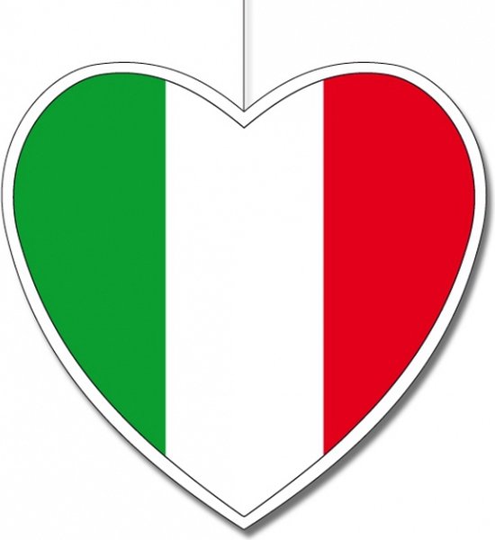 3x Décoration à suspendre coeur Italie 28 cm - Drapeau italien Décoration championnat d'Europe / Coupe du monde