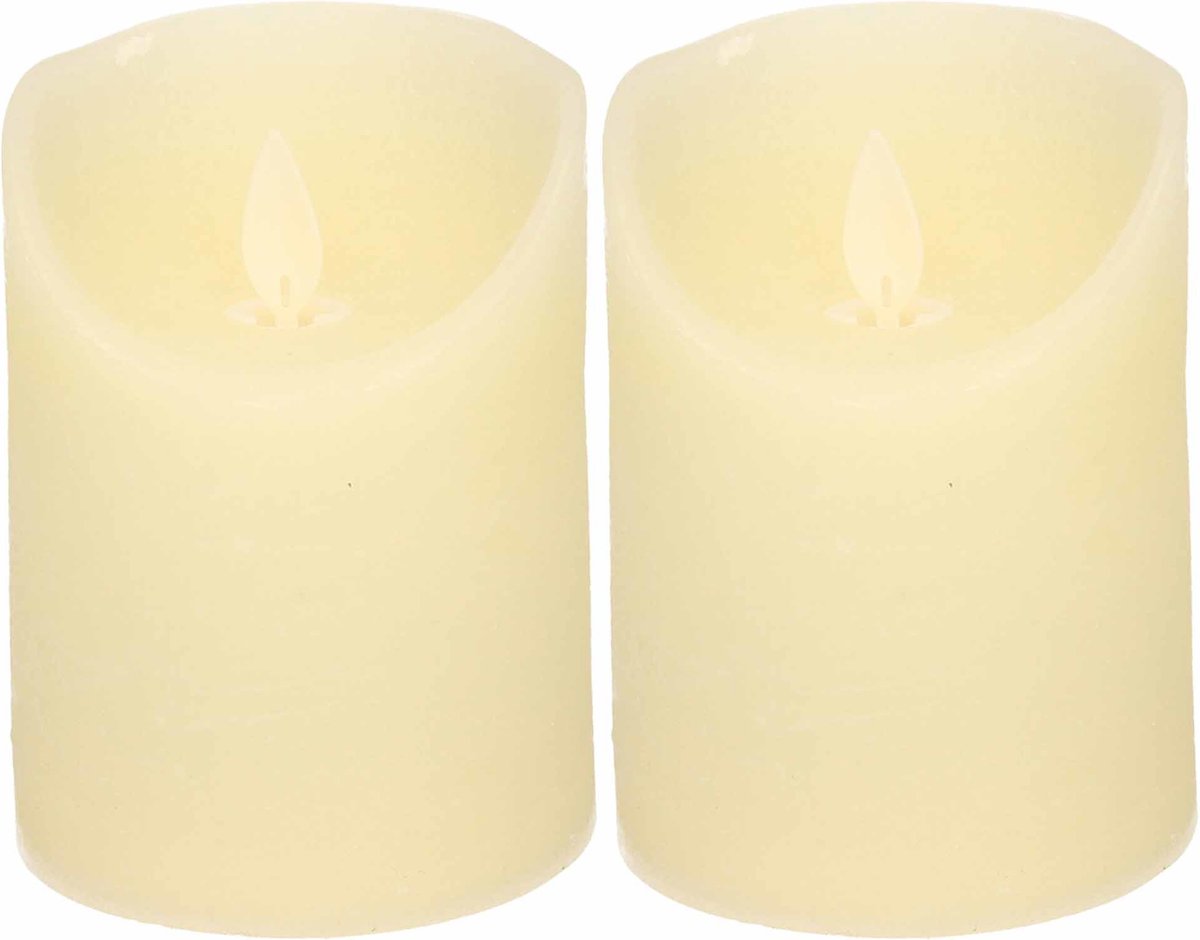 2x bougie LED ivoire / bougie bloc 10 cm - Bougies de luxe à piles avec  flamme en... | bol.com
