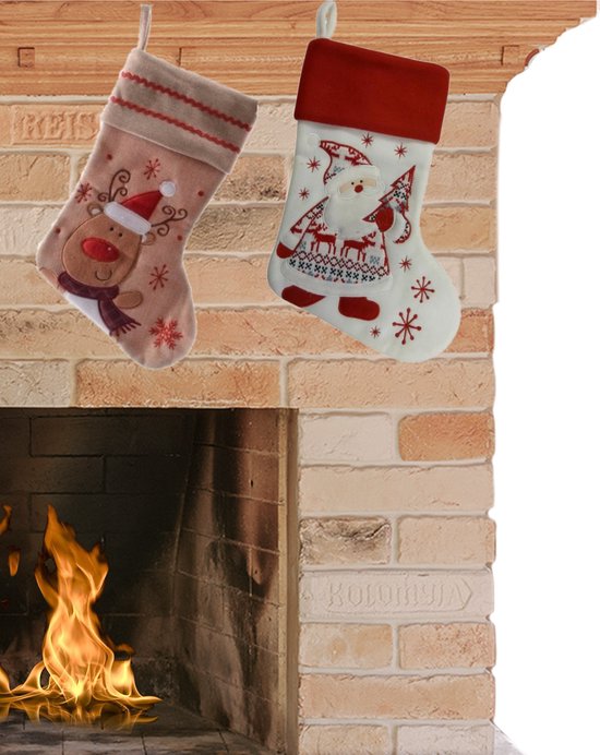 4 Pièces Chaussette de Noël Peluche, Chaussettes de Noel a