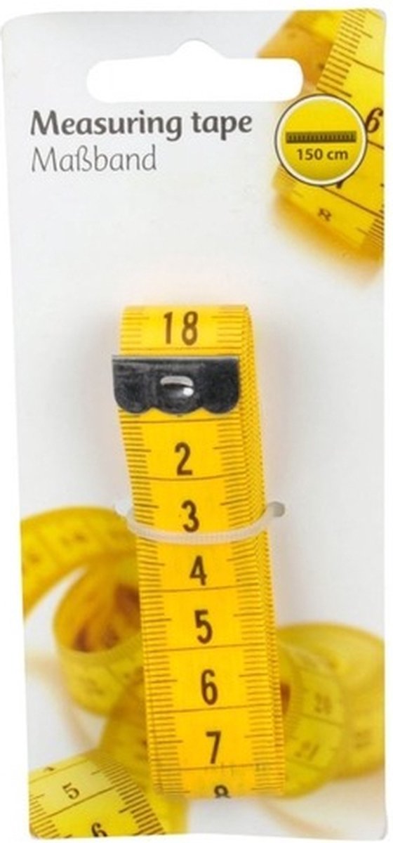 Geel meetlint 150 cm flexibel van plastic - Centimeter - Meeteenheid in centimeter - Naaibenodigdheden - Merkloos