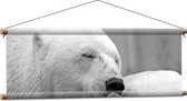 WallClassics - Affiche Textile - Ours Polaire Câlin Zwart / Wit - 90x30 cm Photo sur Textile