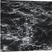 WallClassics - Acrylglas - Golvende Zee Zwart/Wit - 80x80 cm Foto op Acrylglas (Wanddecoratie op Acrylaat)