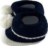 Baby Slofjes - Marine blauw - 0-6 maanden - Handgeweven - Kraam Cadeau - Eerste baby schoentjes