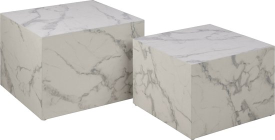 Bendt Table basse 'Flavian' Set de 2 pièces, aspect marbre, couleur Wit