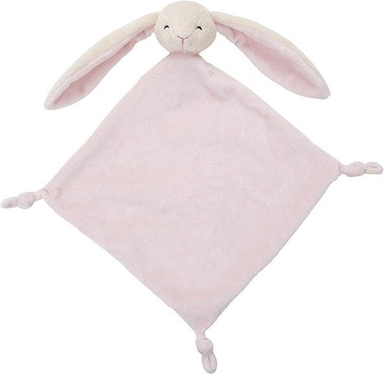 Pluche dieren setje konijnen knuffels rammelaar van 15 cm en tutteldoekje 40 cm van Merkloos — afbeelding 3