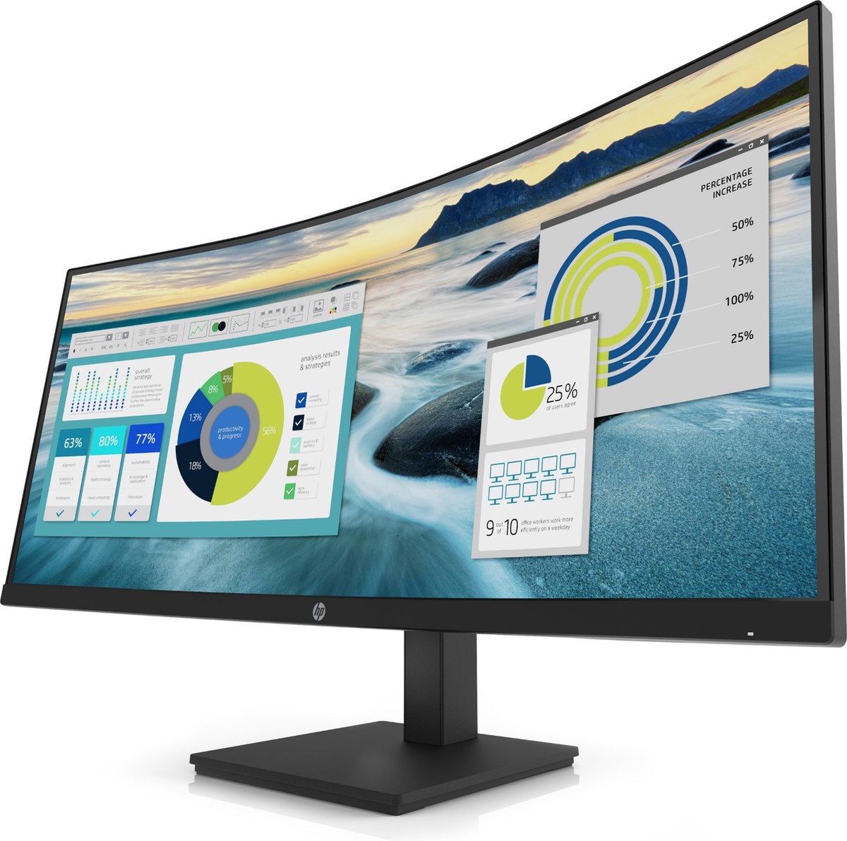 HP P34hc G4 86,4 cm (34") 3440 x 1440 Pixels Quad HD LED Zwart