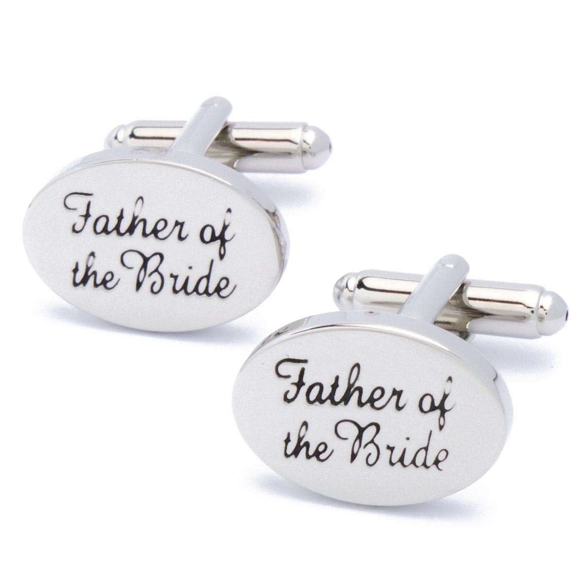 Manchetknopen - Father of the Bride Tekst Zilver Ovaal