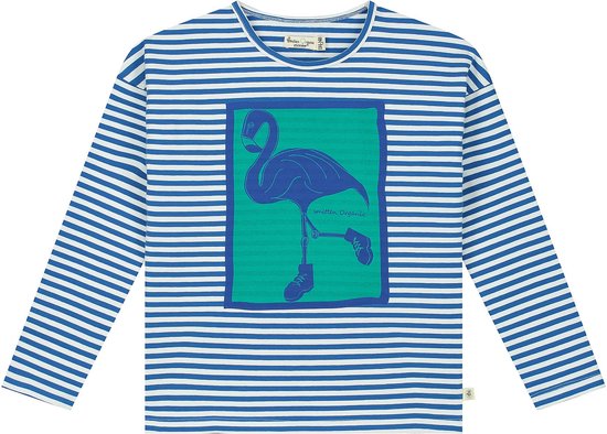 Smitten Organic - Yarn dyed blauw zwaargewicht T-shirt met lange mouwen