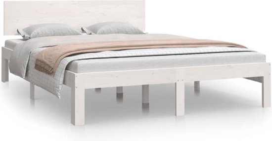 VidaXL Bedframe Massief Hout Wit 150x200 Cm Bol vidaxl-bedframe-massief-hout-wit-150x200-cm-bol
