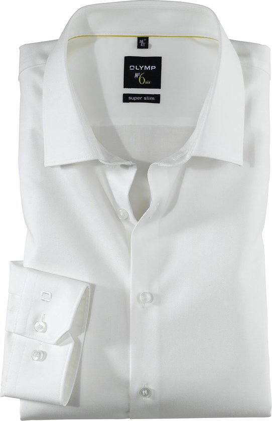 OLYMP No. Six super slim fit overhemd - off white twill - Strijkvriendelijk - Boordmaat: 40