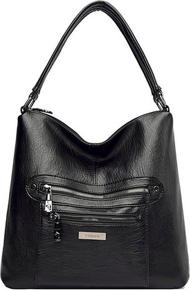 N3 Collecties Zachte Zwarte PU Lederen Schoudertas Multi-Layer Crossbody Tas