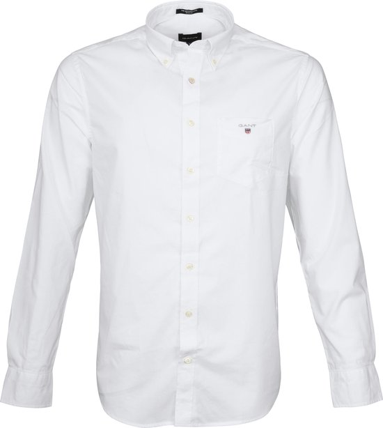 Gant - Casual Overhemd Broadcloth Wit - M - Heren - Regular-fit