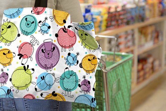 Sac Bandoulière - Sac De Plage - Shopper Mouton - Pois - Motifs - 50x40 cm - Sac Coton