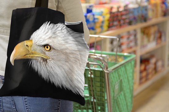 Sac Bandoulière - Sac De Plage - Shopper Aigle - Vogel - Bec - Yeux - 40x40 cm - Sac Coton