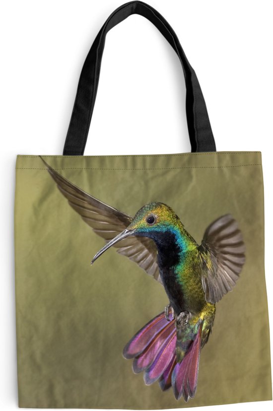 Sac Bandoulière - Sac De Plage - Shopper Colibri - Vert - Violet - 45x45 cm - Sac Coton