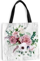 Sac Bandoulière - Sac Plage - Shopper Fleurs - Roses - Anémone - 40x40 cm - Sac Coton