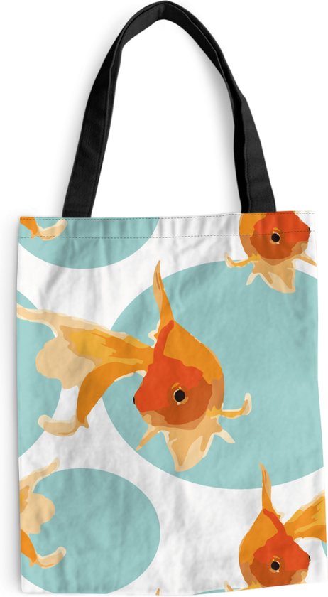 MuchoWow® Schoudertas - Strandtas - Big Shopper - Boodschappentas - Goudvis - Dieren - Bubbel - Patronen - 40x50 cm - Katoenen tas