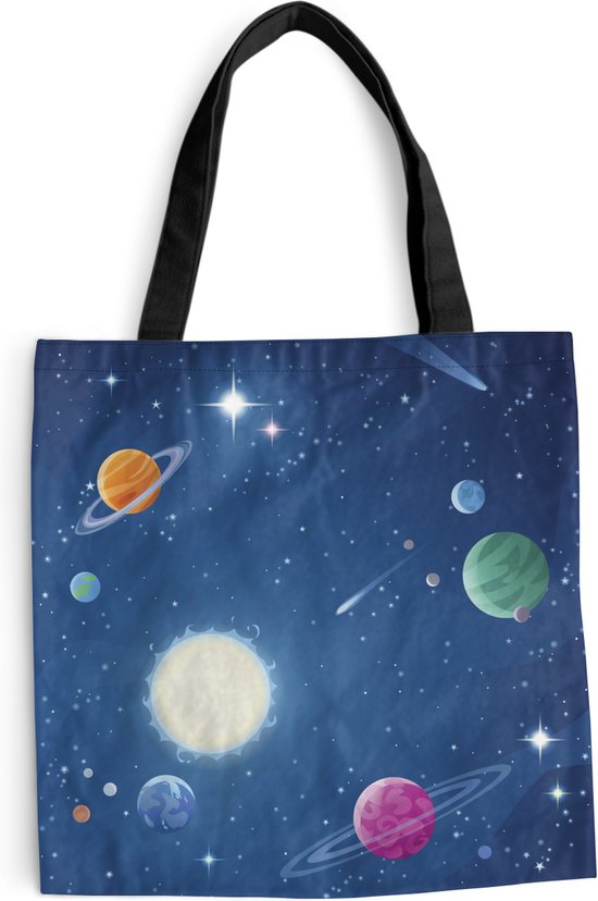 MuchoWow® Sac bandoulière - Sac de plage - Big Shopper - Sac shopping - Une illustration de l'espace rempli de planètes - 40x40 cm - Sac en coton