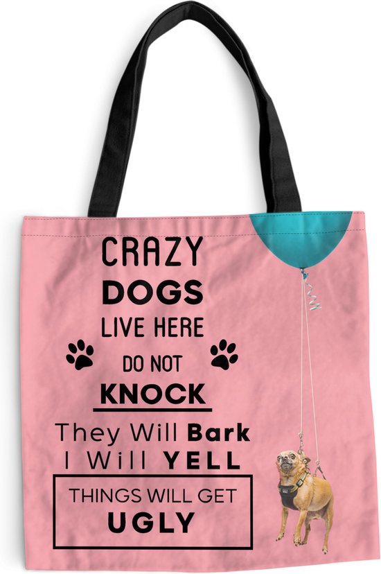 Willkommensschild Für Haustür – „Crazy Dogs Live Here Do Not Knock“, Holz, 28 X 28 Cm, Rustikal