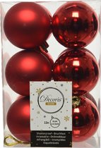 Decoris  kerstballen - 12 stuks - Kunststof - 6cm