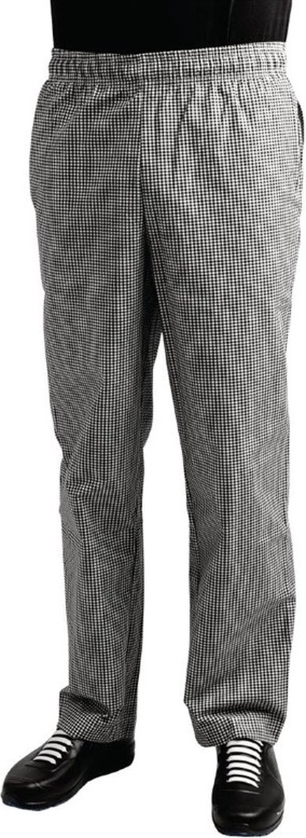 Whites Easyfit Teflon Unisex Koksbroek Met Kleine Ruit Zwart-Wit XS A026T-XS