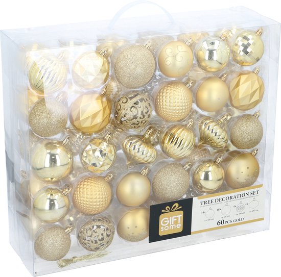 Giftsome Kerstballen Set 60 Stuks Gouden Kerstballen Onbreekbare