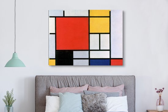 Toile Peinture Art - Mondrian - Maîtres Anciens - 160x120 cm - Décoration murale XXL