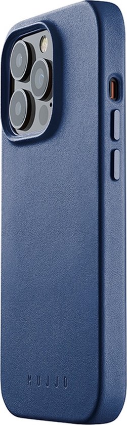 Mujjo - Full Leather Mag Case iPhone 14 Pro - blauw
