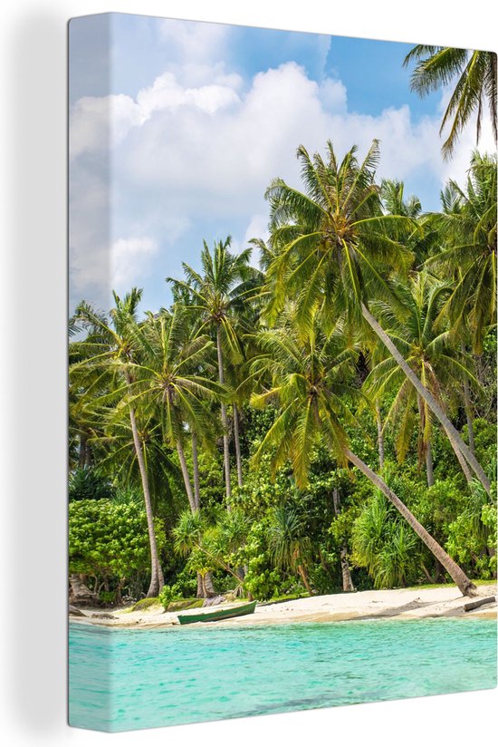 Gards Tuinposter Tropisch Strand met een Palmboom - 80x100 cm Gards Tuinposter Tropisch Strand met een Palmboom - 80x100 cm