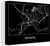 Canvas Schilderij Plattegrond - Kaart - Antalya - Stadskaart - 80x60 cm - Wanddecoratie