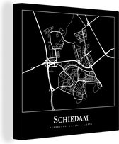 Peinture sur Toile Carte - Schiedam - Plan - Plan de Ville - 20x20 cm - Décoration murale
