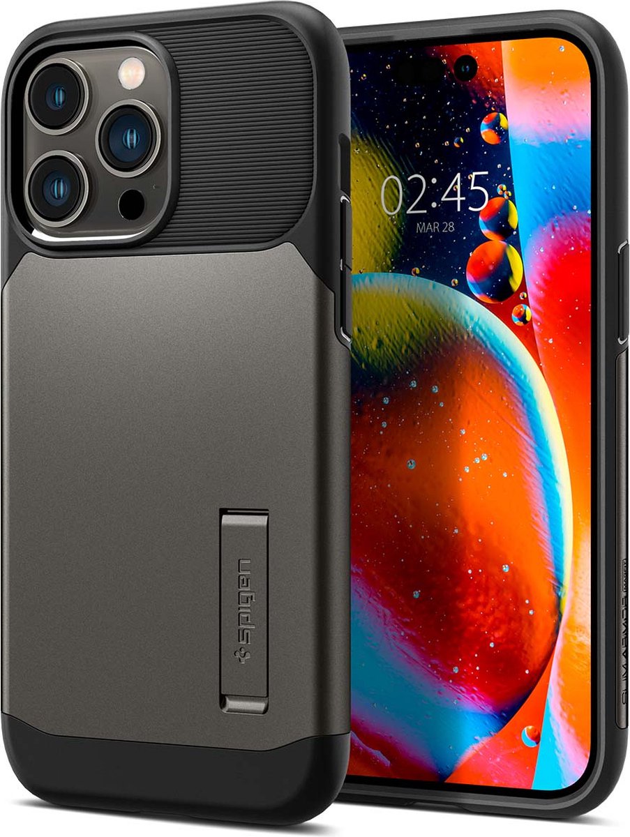 Spigen Slim Armor Backcover Mag iPhone 14 Pro Max hoesje - Gunmetal