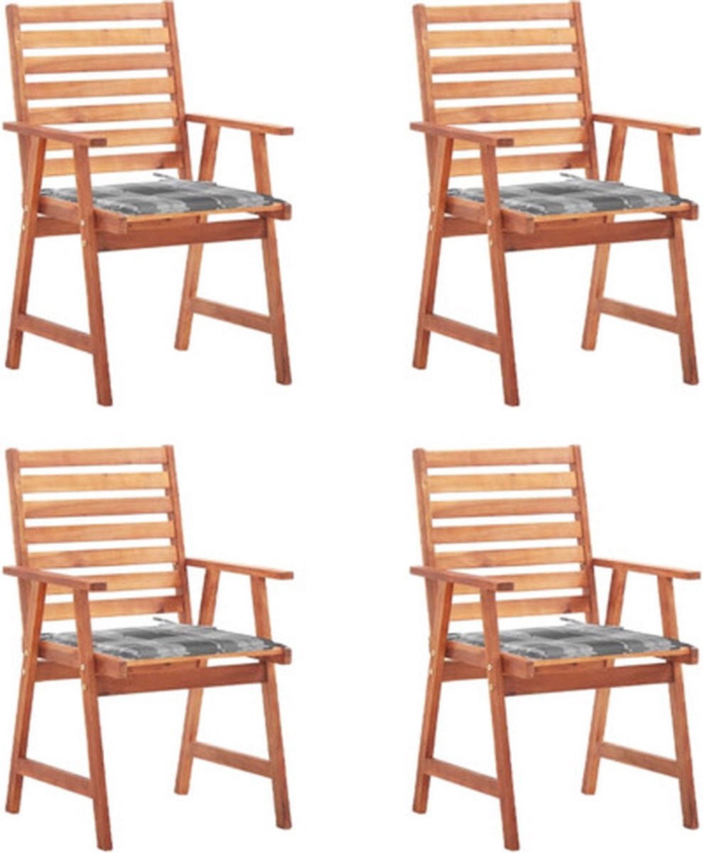 vidaXL - Tuinstoelen - 4 - st - met - kussens - massief - acaciahout