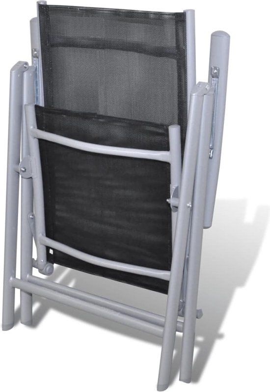 Tuinstoelen inklapbaar 4 st aluminium en textileen zwart kopen