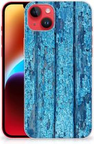 Backcase Siliconen Hoesje iPhone 14 Plus Telefoonhoesje Wood Blue