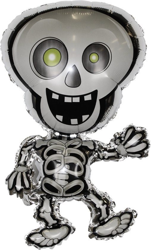 Halloween helium ballon skelet incl. rietje – XL Formaat