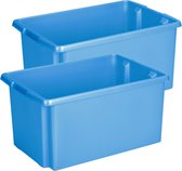 Sunware Opslagbox - 2 stuks - kunststof 51 liter blauw 59 x 39 x 29 cm