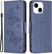 Coverup Vlinders Book Case - Geschikt voor iPhone 14 Hoesje - Blauw