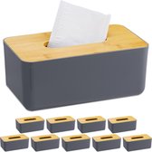 Relaxdays 10x tissue box modern - tissuehouder - zakdoekhouder - tissuedoos - bamboe