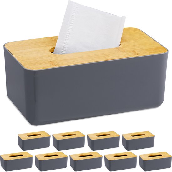 Foto: Relaxdays 10x tissue box modern tissuehouder zakdoekhouder tissuedoos bamboe