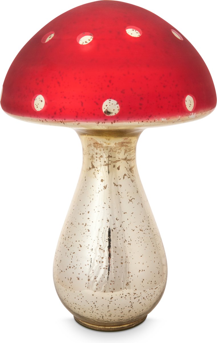 Pip Studio - Home Accessories - Decoratie Paddenstoel - Glas - Zilver/Rood - 40 cm