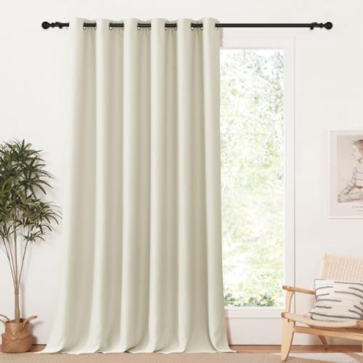 Verduisteringsgordijn - Gordijnen Kinderkamer Meisjes Gordijn Ondoorzichtige Gordijnen met Oogjes Thermogordijn Licht Beige - 1 stuk H 245 X B 200 Cm