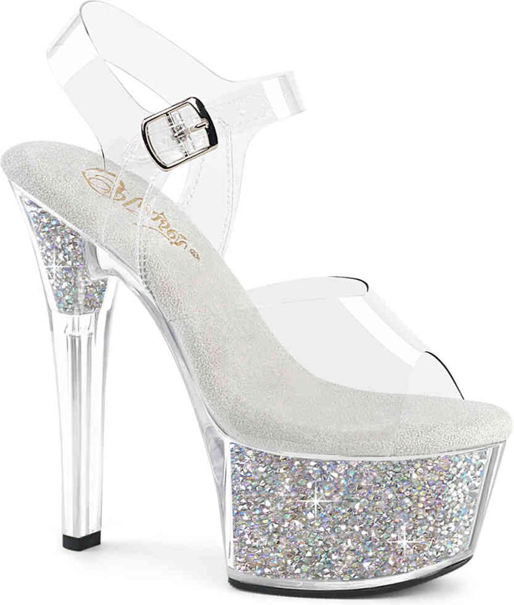 Pleaser - ASPIRE608RSI Sandaal met enkelband, Paaldans schoenen - US 9 - 39 Shoes - Transparant