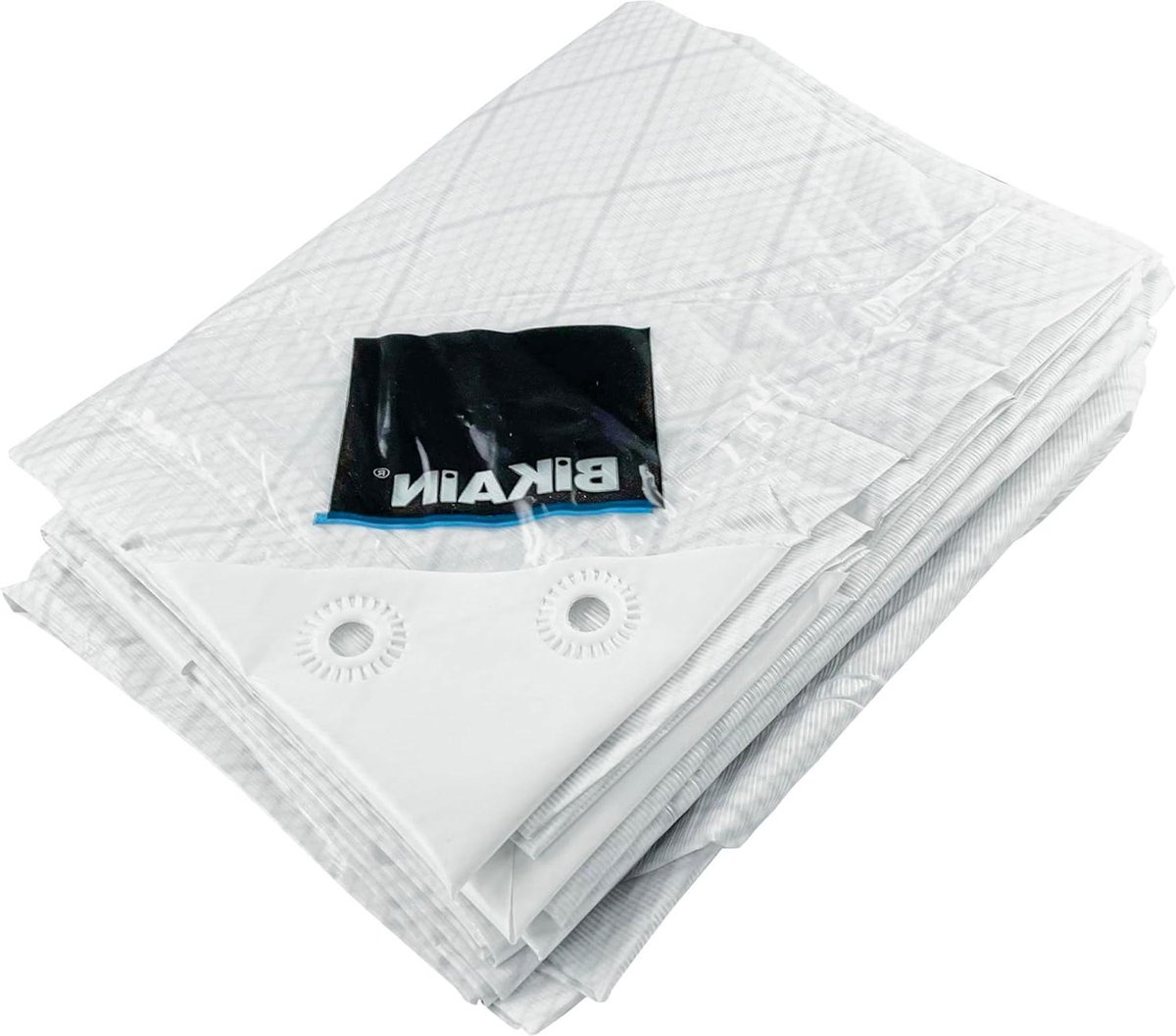 Waterdicht dekzeil buiten - model BI051LOBL - Versterkte gelaste gaten - 3-laags kruisgelamineerd polyethyleen - 120 g/m²-2 x 3 m - Wit - Volledige bescherming - Extra sterk - Weerbestendig