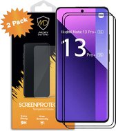 Pack de 2 Protecteurs d'écran Xiaomi Redmi Note 13 Pro Plus - Économiseurs d'écran MobyDefend avec Rebords noirs - Glas trempé - Plaques de verre Adapté pour : Xiaomi Redmi Note 13 Pro Plus
